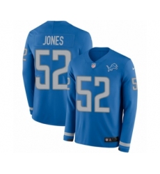 Youth Nike Detroit Lions #52 Christian Jones Limited Blue Therma Long Sleeve NFL Jersey