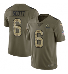Men's Nike Green Bay Packers #6 JK Scott Limited Olive Camo 2017 Salute to Service NFL Jersey