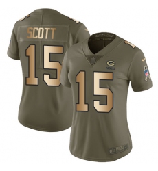 Women's Nike Green Bay Packers #15 JK Scott Limited Olive Gold 2017 Salute to Service NFL Jersey