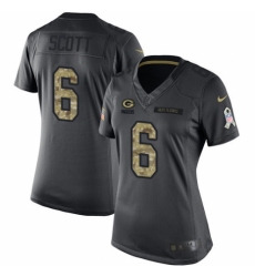 Women's Nike Green Bay Packers #6 JK Scott Limited Black 2016 Salute to Service NFL Jersey