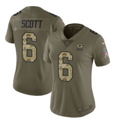 Women's Nike Green Bay Packers #6 JK Scott Limited Olive Camo 2017 Salute to Service NFL Jersey