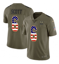 Youth Nike Green Bay Packers #6 JK Scott Limited Olive USA Flag 2017 Salute to Service NFL Jersey