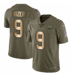Men's Nike Green Bay Packers #9 DeShone Kizer Limited Olive/Gold 2017 Salute to Service NFL Jersey