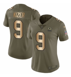 Women's Nike Green Bay Packers #9 DeShone Kizer Limited Olive/Gold 2017 Salute to Service NFL Jersey