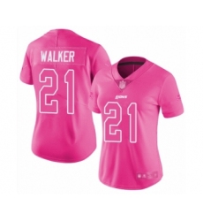 Women's Detroit Lions #21 Tracy Walker Limited Pink Rush Fashion Football Jersey