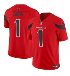 Men's Houston Texans #1 Stefon Diggs Red Red 2024 Alternate F.U.S.E Vapor Football Stitched Jersey