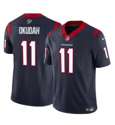 Men's Houston Texans #11 Jeff Okudah Navy 2024 F.U.S.E. Vapor Untouchable Football Stitched Jersey