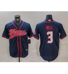 Men's Houston Texans #3 Tank Dell Navy Cool Base Stitched Baseball Jersey