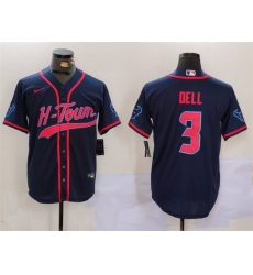 Men's Houston Texans #3 Tank Dell Navy With Cool Base Stitched Baseball Jersey