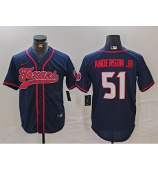 Men's Houston Texans #51 Will Anderson Jr Navy With Cool Base Stitched Baseball Jersey