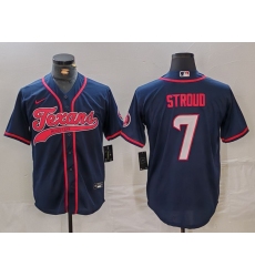 Men's Houston Texans #7 CJ Stroud Navy Cool Base Stitched Baseball Jersey