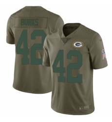 Men's Nike Green Bay Packers #42 Oren Burks Limited Olive 2017 Salute to Service NFL Jersey