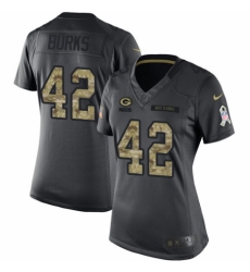 Women's Nike Green Bay Packers #42 Oren Burks Limited Black 2016 Salute to Service NFL Jersey