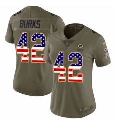 Women's Nike Green Bay Packers #42 Oren Burks Limited Olive/USA Flag 2017 Salute to Service NFL Jersey