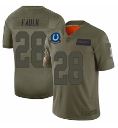 Men's Indianapolis Colts #28 Marshall Faulk Limited Camo 2019 Salute to Service Football Jersey