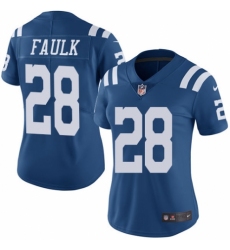 Women's Nike Indianapolis Colts #28 Marshall Faulk Limited Royal Blue Rush Vapor Untouchable NFL Jersey