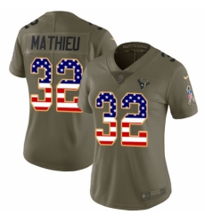 Women's Nike Houston Texans #32 Tyrann Mathieu Limited Olive/USA Flag 2017 Salute to Service NFL Jersey