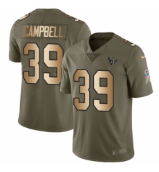 Youth Nike Houston Texans #39 Ibraheim Campbell Limited Olive/Gold 2017 Salute to Service NFL Jersey