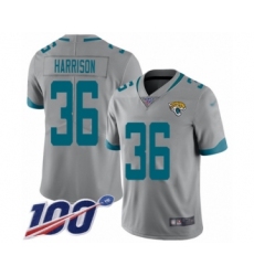 Men's Jacksonville Jaguars #36 Ronnie Harrison Silver Inverted Legend Limited 100th Season Football Jersey