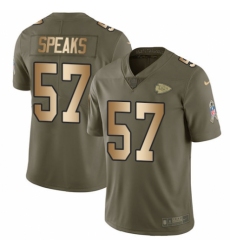 Men's Nike Kansas City Chiefs #57 Breeland Speaks Limited Olive/Gold 2017 Salute to Service NFL Jersey