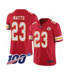 Youth Kansas City Chiefs #23 Armani Watts Red Team Color Vapor Untouchable Limited Player 100th Season Football Jersey