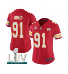 Women's Kansas City Chiefs #91 Derrick Nnadi Red Team Color Vapor Untouchable Limited Player Super Bowl LIV Bound Football Jersey