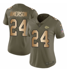 Women's Nike Kansas City Chiefs #24 David Amerson Limited Olive/Gold 2017 Salute to Service NFL Jersey