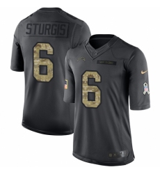 Men's Nike Los Angeles Chargers #6 Caleb Sturgis Limited Black 2016 Salute to Service NFL Jersey