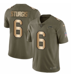Youth Nike Los Angeles Chargers #6 Caleb Sturgis Limited Olive/Gold 2017 Salute to Service NFL Jersey