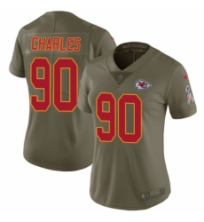 Women's Nike Kansas City Chiefs #90 Stefan Charles Limited Olive 2017 Salute to Service NFL Jersey