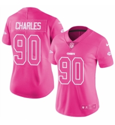 Women's Nike Kansas City Chiefs #90 Stefan Charles Limited Pink Rush Fashion NFL Jersey