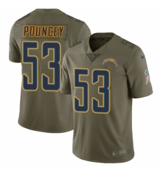 Men's Nike Los Angeles Chargers #53 Mike Pouncey Limited Olive 2017 Salute to Service NFL Jersey
