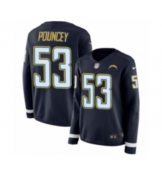 Women's Nike Los Angeles Chargers #53 Mike Pouncey Limited Navy Blue Therma Long Sleeve NFL Jersey
