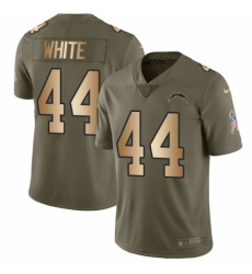 Men's Nike Los Angeles Chargers #44 Kyzir White Limited Olive/Gold 2017 Salute to Service NFL Jersey