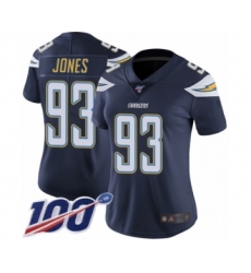 Women's Los Angeles Chargers #93 Justin Jones Navy Blue Team Color Vapor Untouchable Limited Player 100th Season Football Jersey