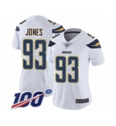 Women's Los Angeles Chargers #93 Justin Jones White Vapor Untouchable Limited Player 100th Season Football Jersey