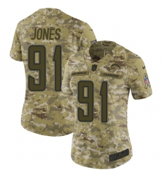 Women's Nike Los Angeles Chargers #91 Justin Jones Limited Camo 2018 Salute to Service NFL Jersey