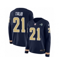 Women's Nike Los Angeles Rams #21 Aqib Talib Limited Navy Blue Therma Long Sleeve NFL Jersey