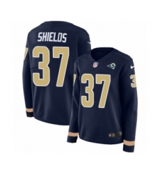 Women's Nike Los Angeles Rams #37 Sam Shields Limited Navy Blue Therma Long Sleeve NFL Jersey
