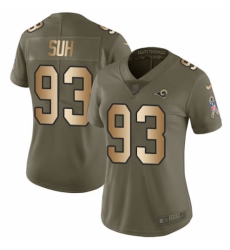 Women's Nike Los Angeles Rams #93 Ndamukong Suh Limited Olive/Gold 2017 Salute to Service NFL Jersey