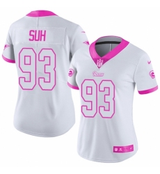 Women's Nike Los Angeles Rams #93 Ndamukong Suh Limited White/Pink Rush Fashion NFL Jersey