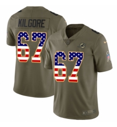 Men's Nike Miami Dolphins #67 Daniel Kilgore Limited Olive/USA Flag 2017 Salute to Service NFL Jersey