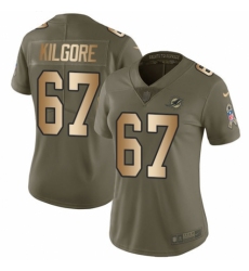Women's Nike Miami Dolphins #67 Daniel Kilgore Limited Olive/Gold 2017 Salute to Service NFL Jersey