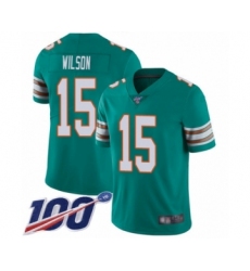 Men's Miami Dolphins #15 Albert Wilson Aqua Green Alternate Vapor Untouchable Limited Player 100th Season Football Jersey