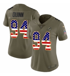 Women's Nike Miami Dolphins #94 Robert Quinn Limited Olive/USA Flag 2017 Salute to Service NFL Jersey
