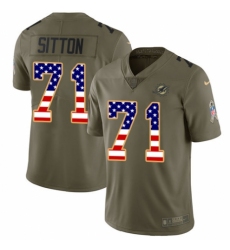 Men's Nike Miami Dolphins #71 Josh Sitton Limited Olive/USA Flag 2017 Salute to Service NFL Jersey
