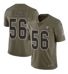 Men's Nike New Orleans Saints #56 DeMario Davis Limited Olive 2017 Salute to Service NFL Jersey