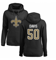 NFL Women's Nike New Orleans Saints #50 DeMario Davis Black Name & Number Logo Pullover Hoodie