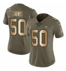 Women's Nike New Orleans Saints #50 DeMario Davis Limited Olive/Gold 2017 Salute to Service NFL Jersey