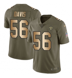Youth Nike New Orleans Saints #56 DeMario Davis Limited Olive Gold 2017 Salute to Service NFL Jersey